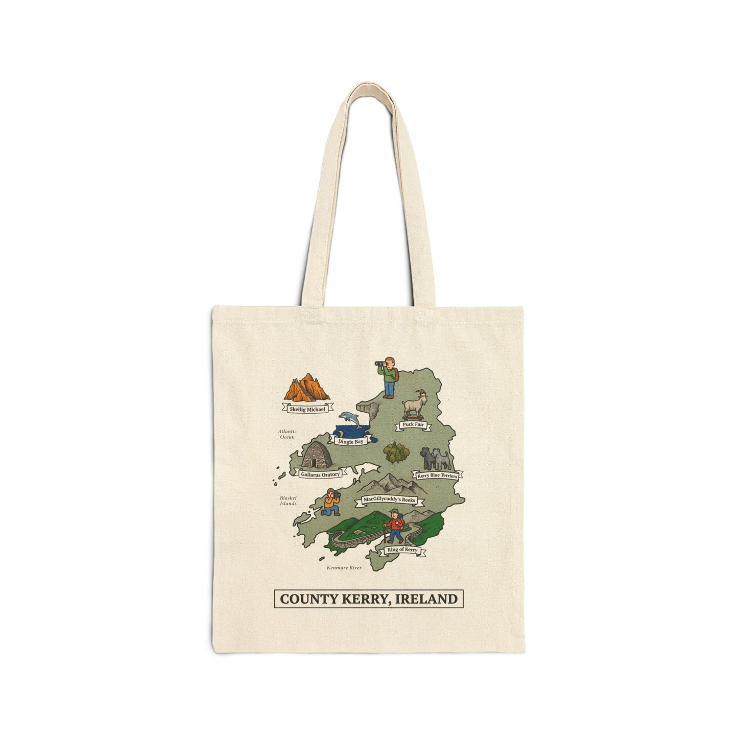 County Kerry map illustration Tote Bag | Ireland landmarks, coastal scenes