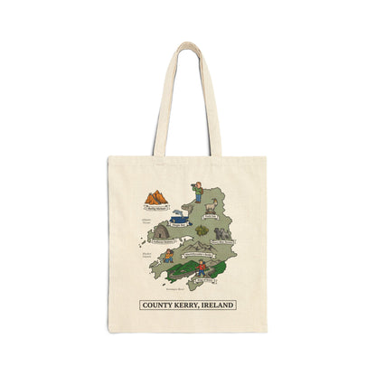 County Kerry map illustration Tote Bag | Ireland landmarks, coastal scenes