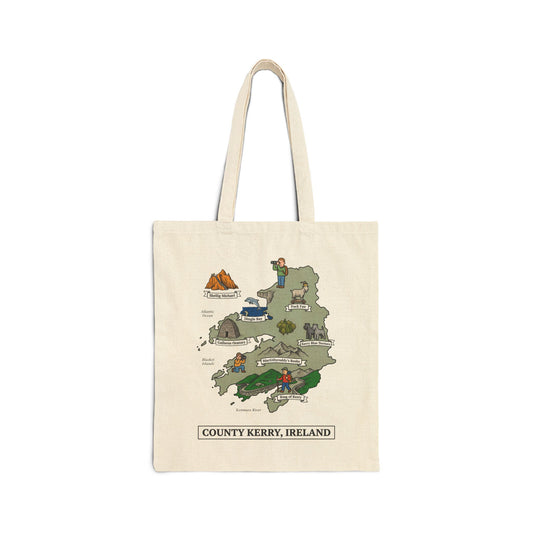 County Kerry map illustration Tote Bag | Ireland landmarks, coastal scenes