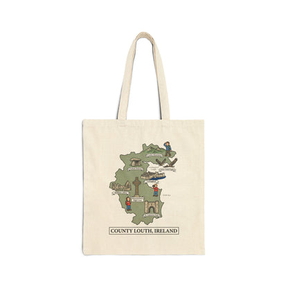 County Louth map illustration Tote Bag | Ireland landmarks, coastal scenes